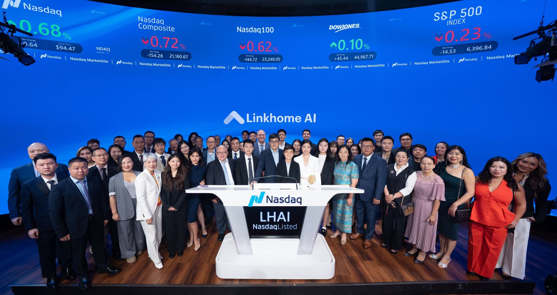 The Linkhome team ringing the Nasdaq opening bell